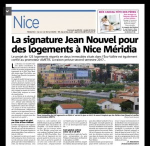 Article Nice Matin signature Jean Nouvel Nice Méridia